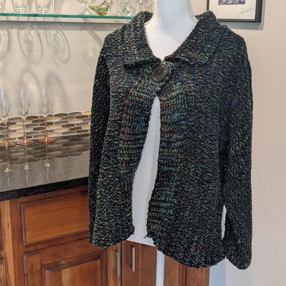 Glenmont Designs Cardigan Sweater Sz M Cozy Heavyweight Shawl Collar Multicolor - Picture 1 of 10